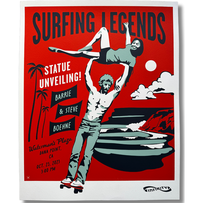 Surfing Legends Statue Poster